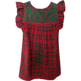 Little Girl Red Christmas Tartan Angel Dress