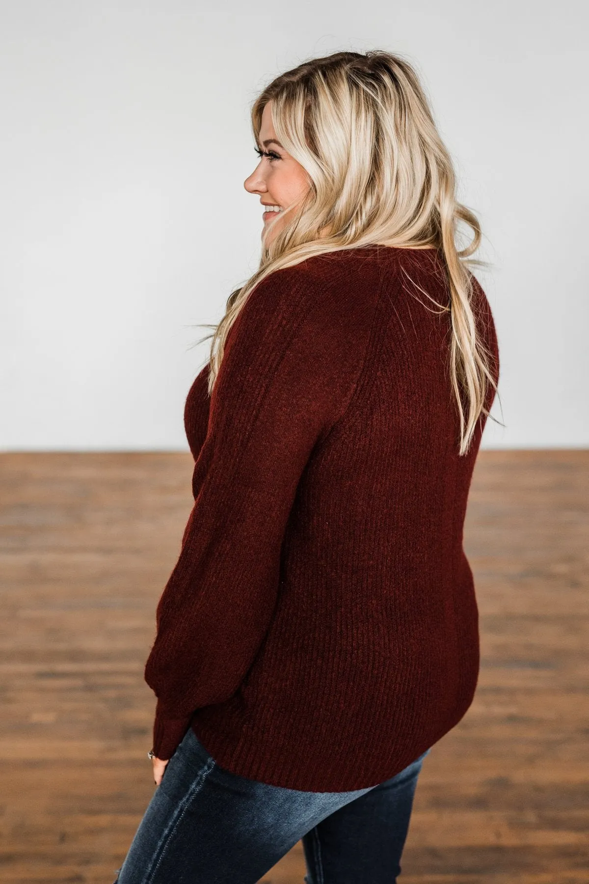 Live A Little Knit Sweater- Burgundy