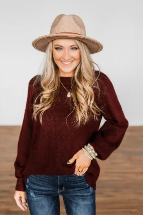 Live A Little Knit Sweater- Burgundy