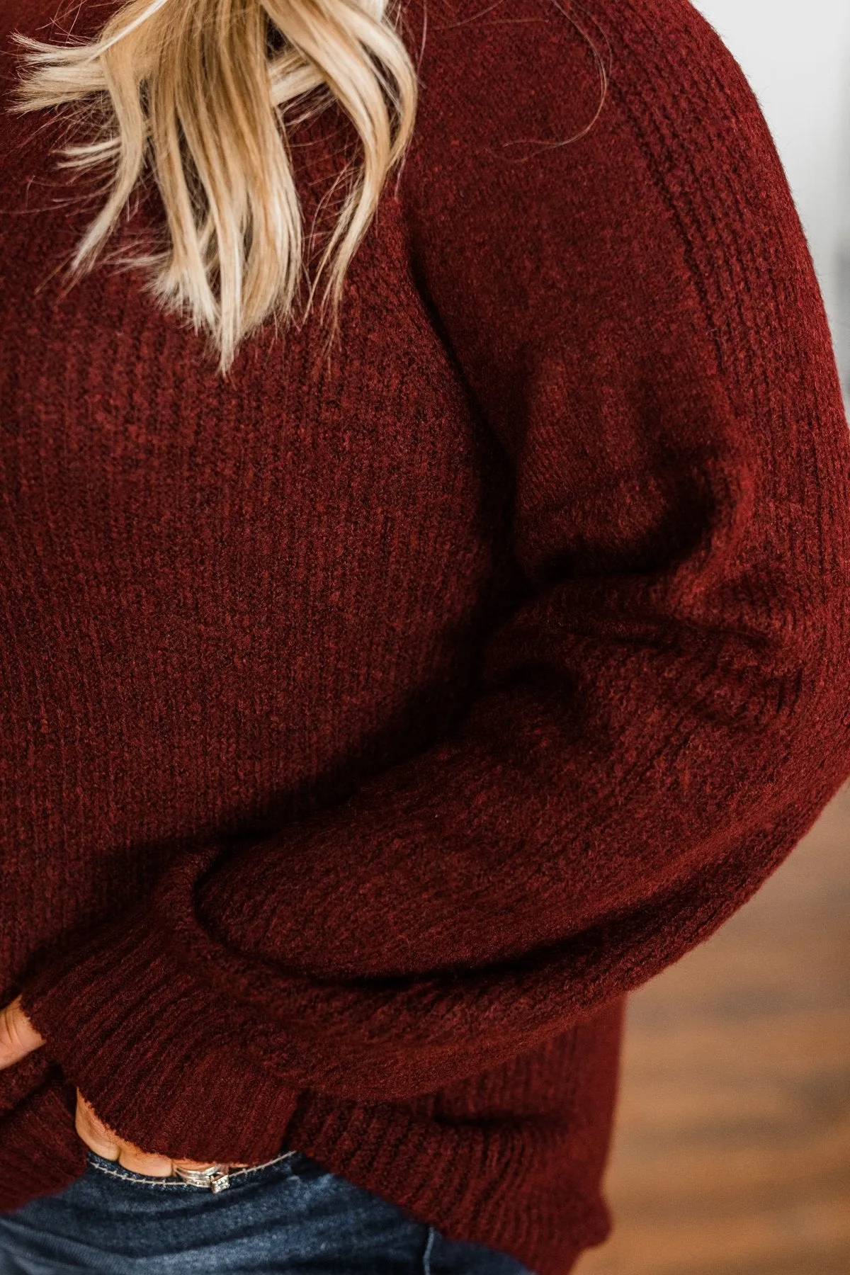 Live A Little Knit Sweater- Burgundy