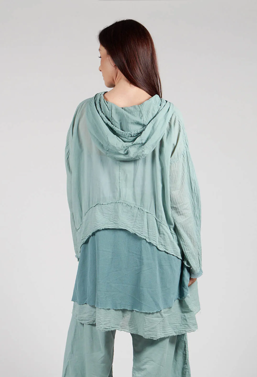 Longsleeved Hoodie Tunic in  Pale Turquoise