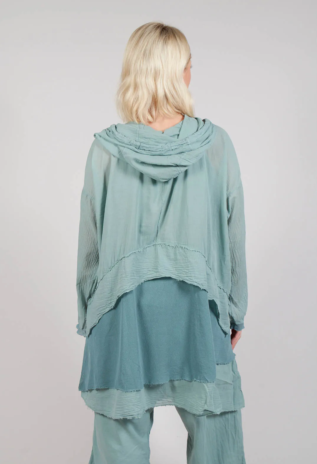 Longsleeved Hoodie Tunic in  Pale Turquoise