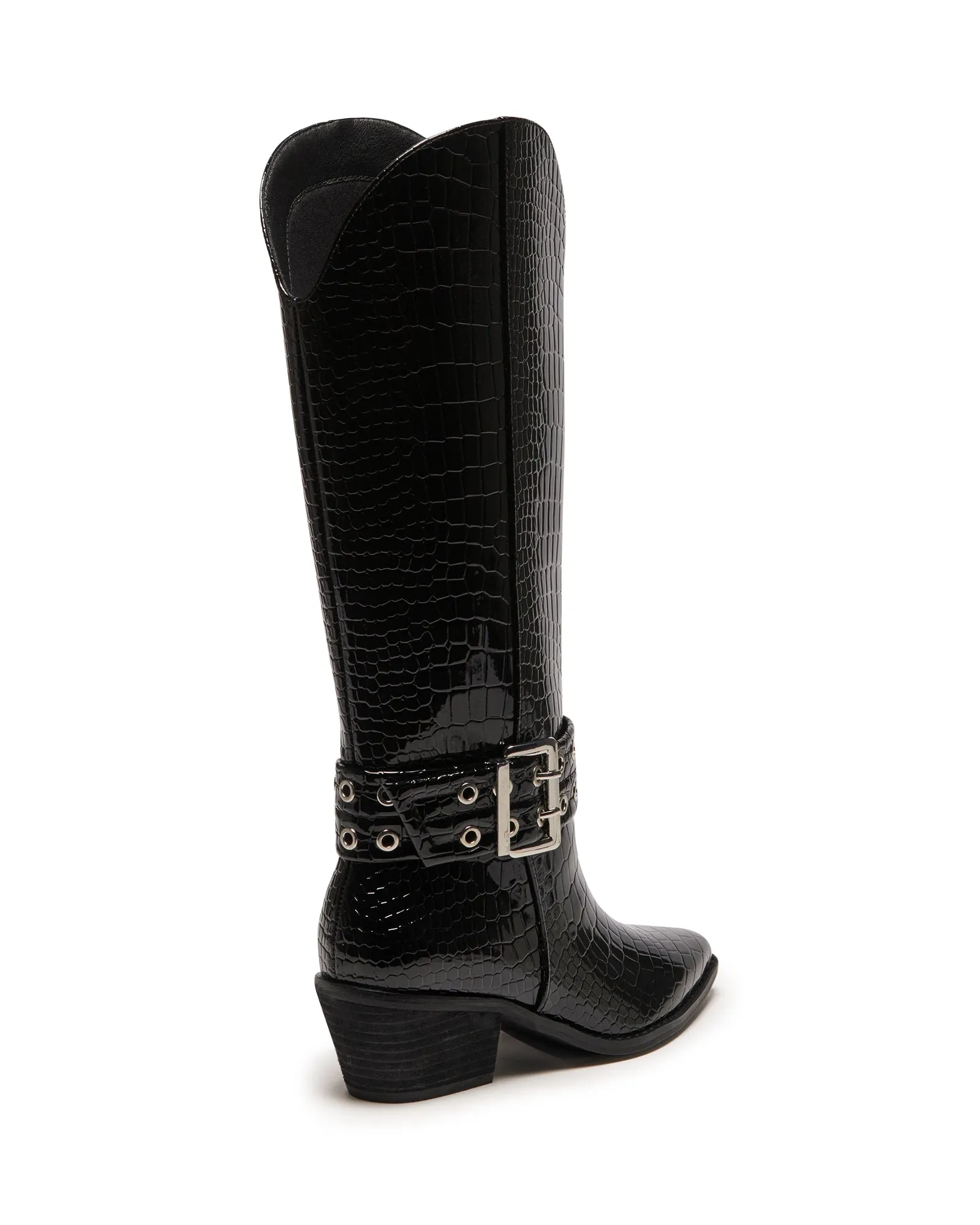 Maiden Tall Boot Black Patent Croc