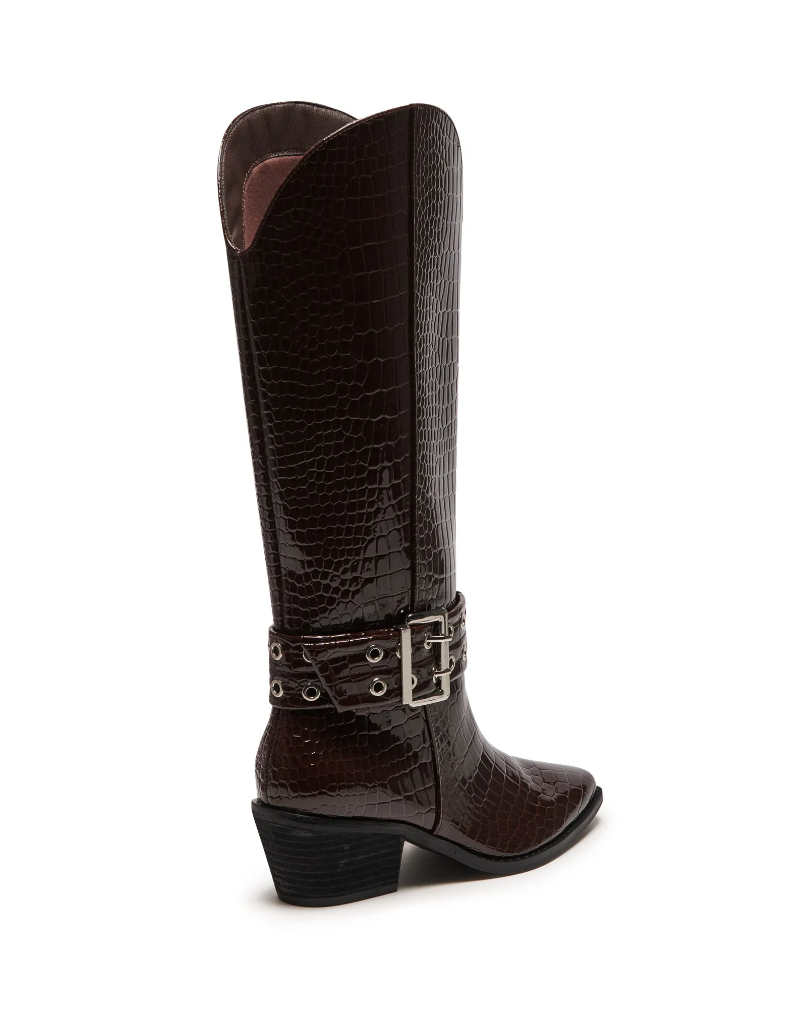 Maiden Tall Boot Chocolate Patent Croc