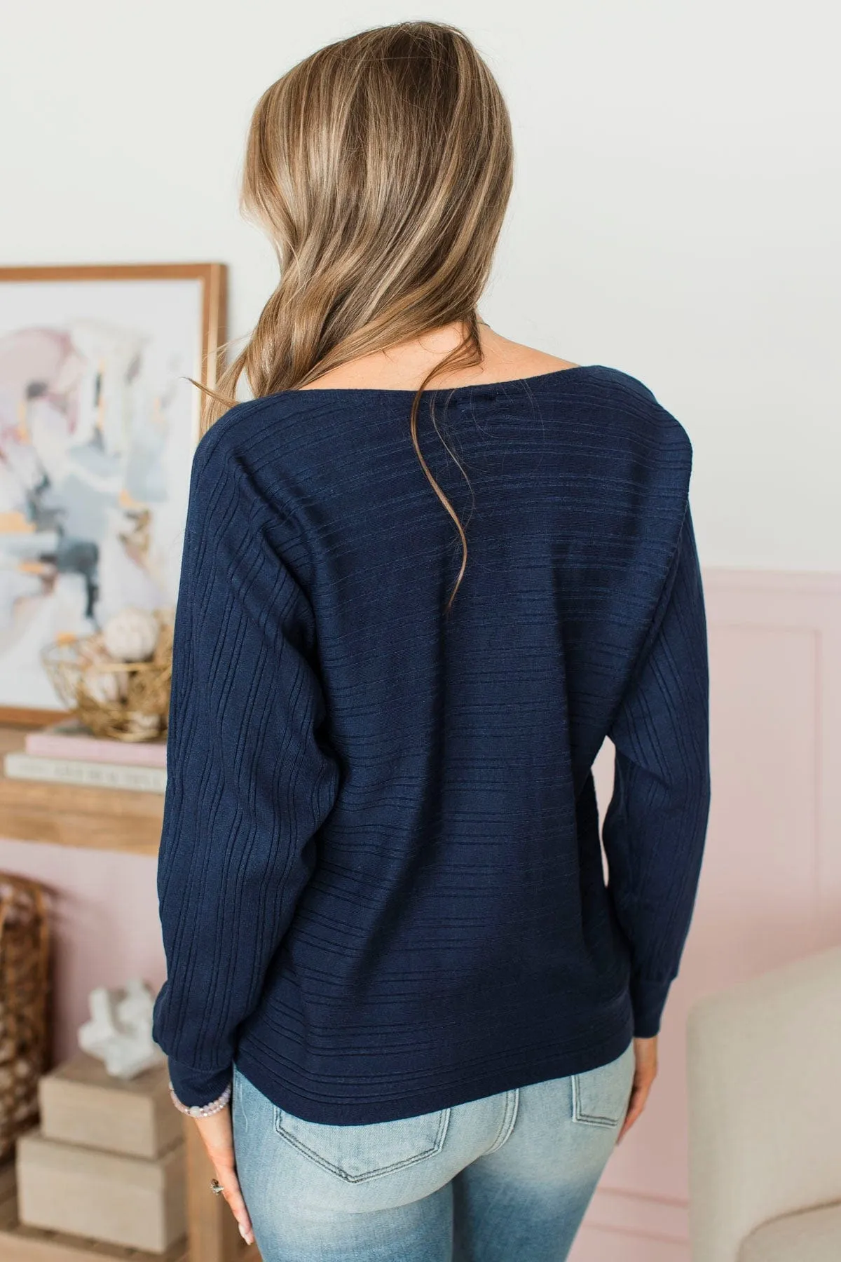 Make It Matter Knit Sweater- Navy