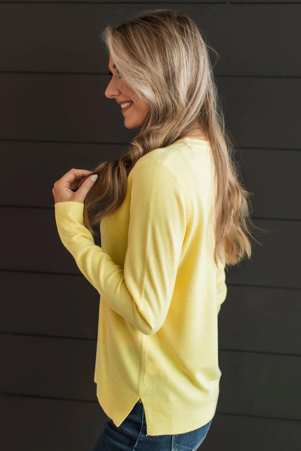 Making Plans V-Neck Sweater- Yellow