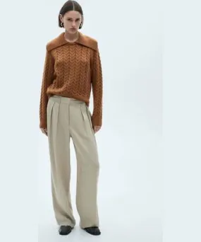 MANGO Braided sweater with lapel collar