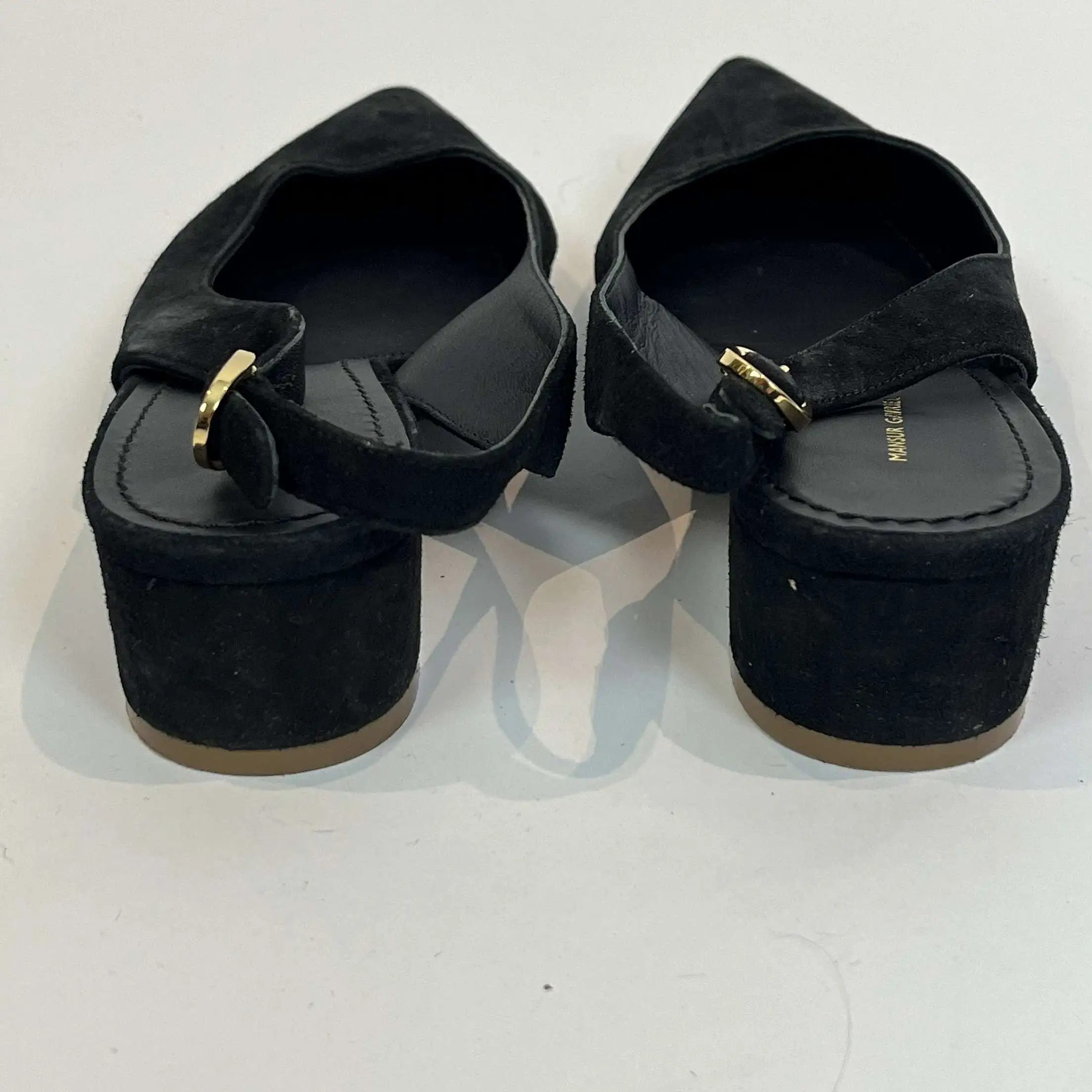 Mansur Gavriel Black Suede Slingback Pumps 37.5