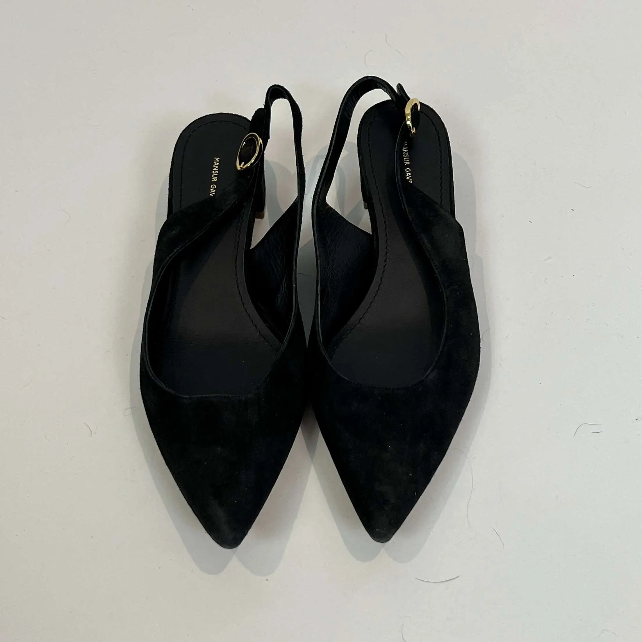 Mansur Gavriel Black Suede Slingback Pumps 37.5