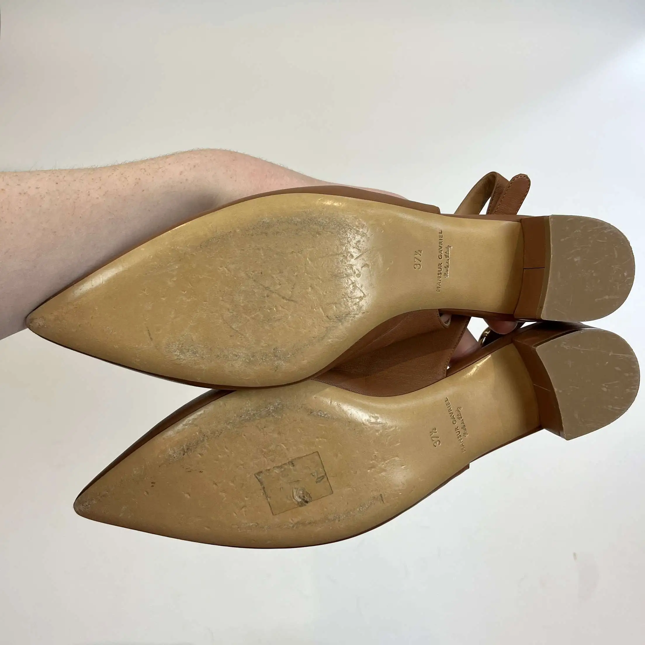 Mansur Gavriel Tan Leather Slingback Pumps 37.5