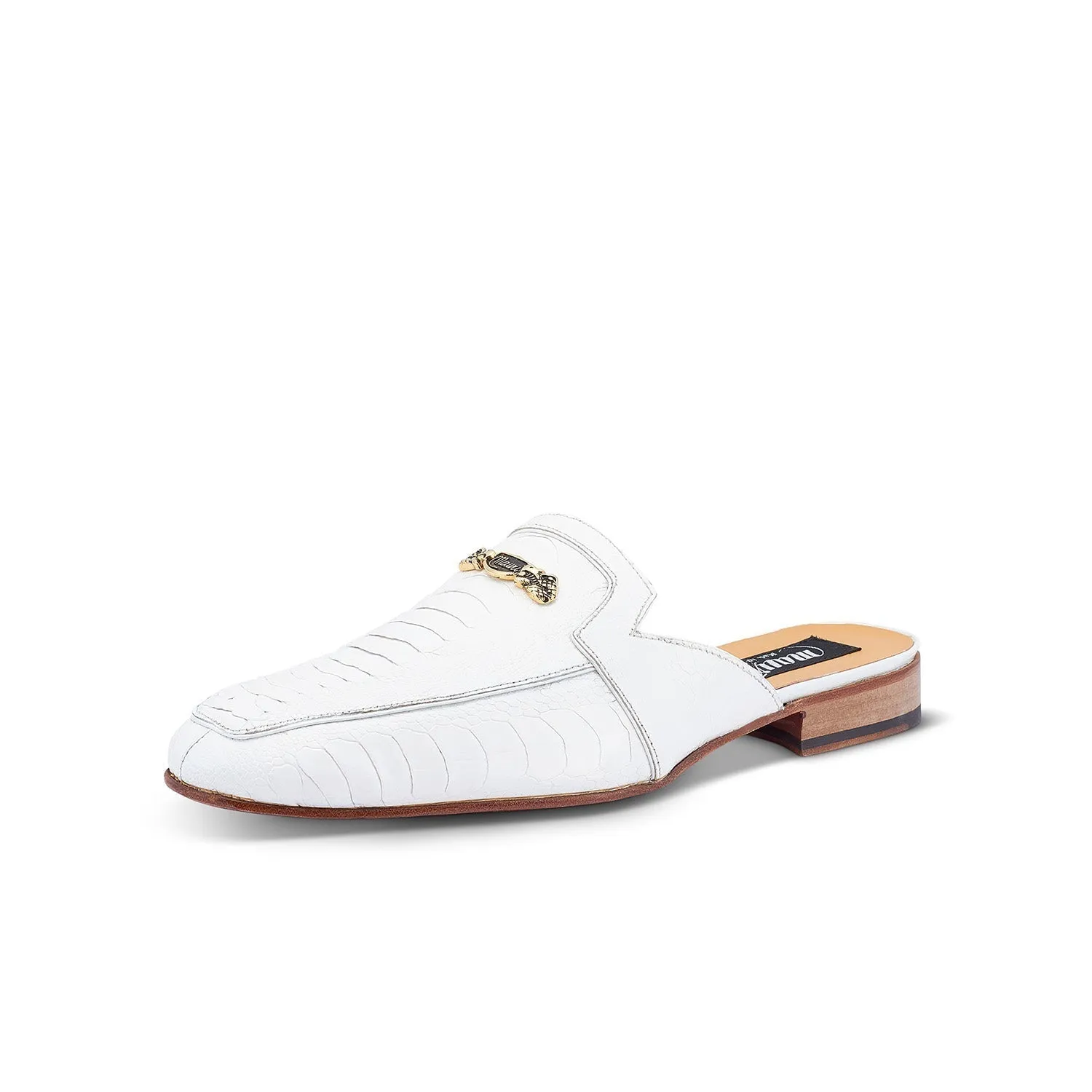 Mauri 4981 Mecca Men's Shoes White Exotic Ostrich Leg Slip-On Mules Sandals (MAS5413)