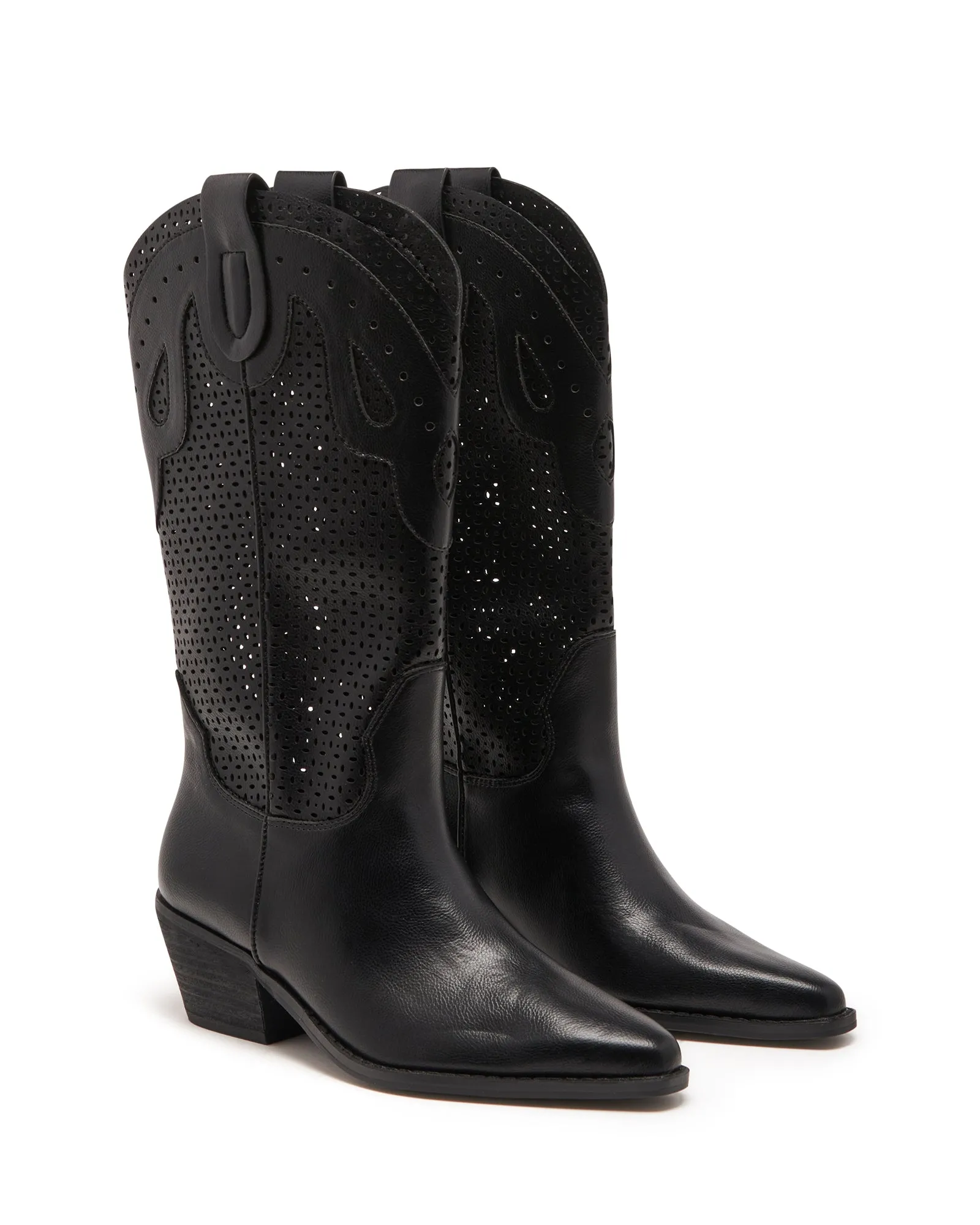 Maxine Cowboy Boot Black Tumbled