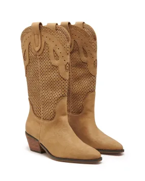 Maxine Cowboy Boot Caramel Nubuck