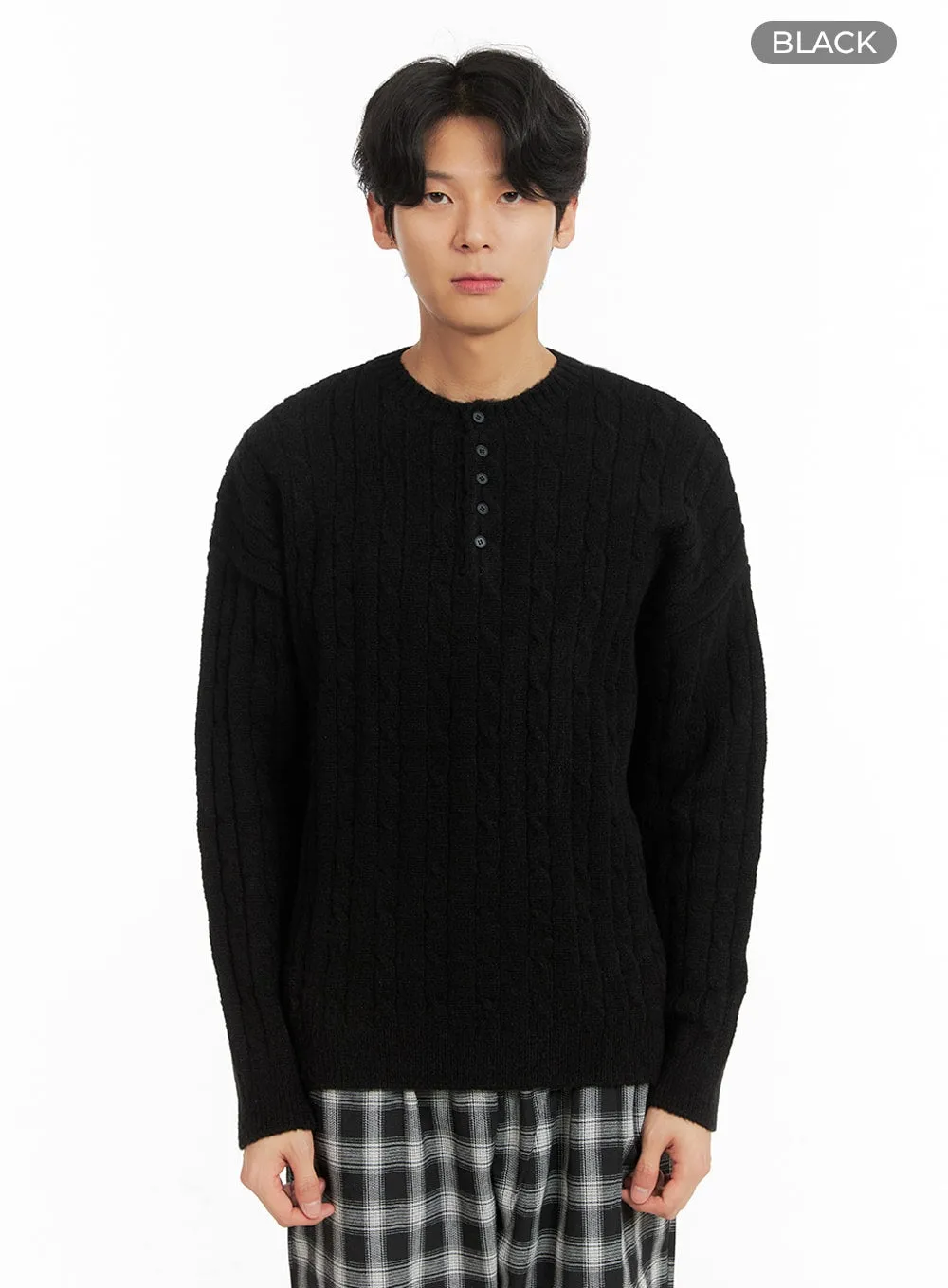 Men's Cable Knit Buttoned Sweater IA401