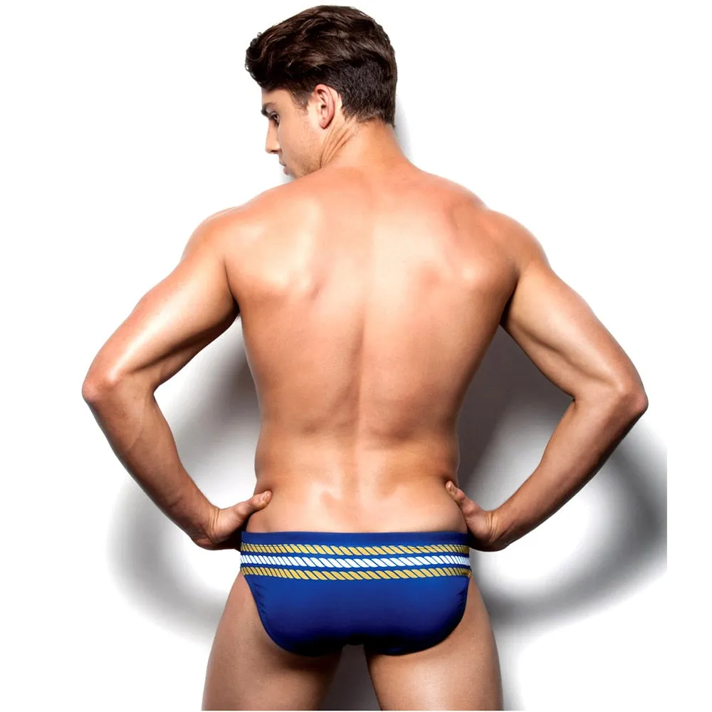 Men's Summer Sexy Striped Pattern Push-up Surfing Swimwear Briefs