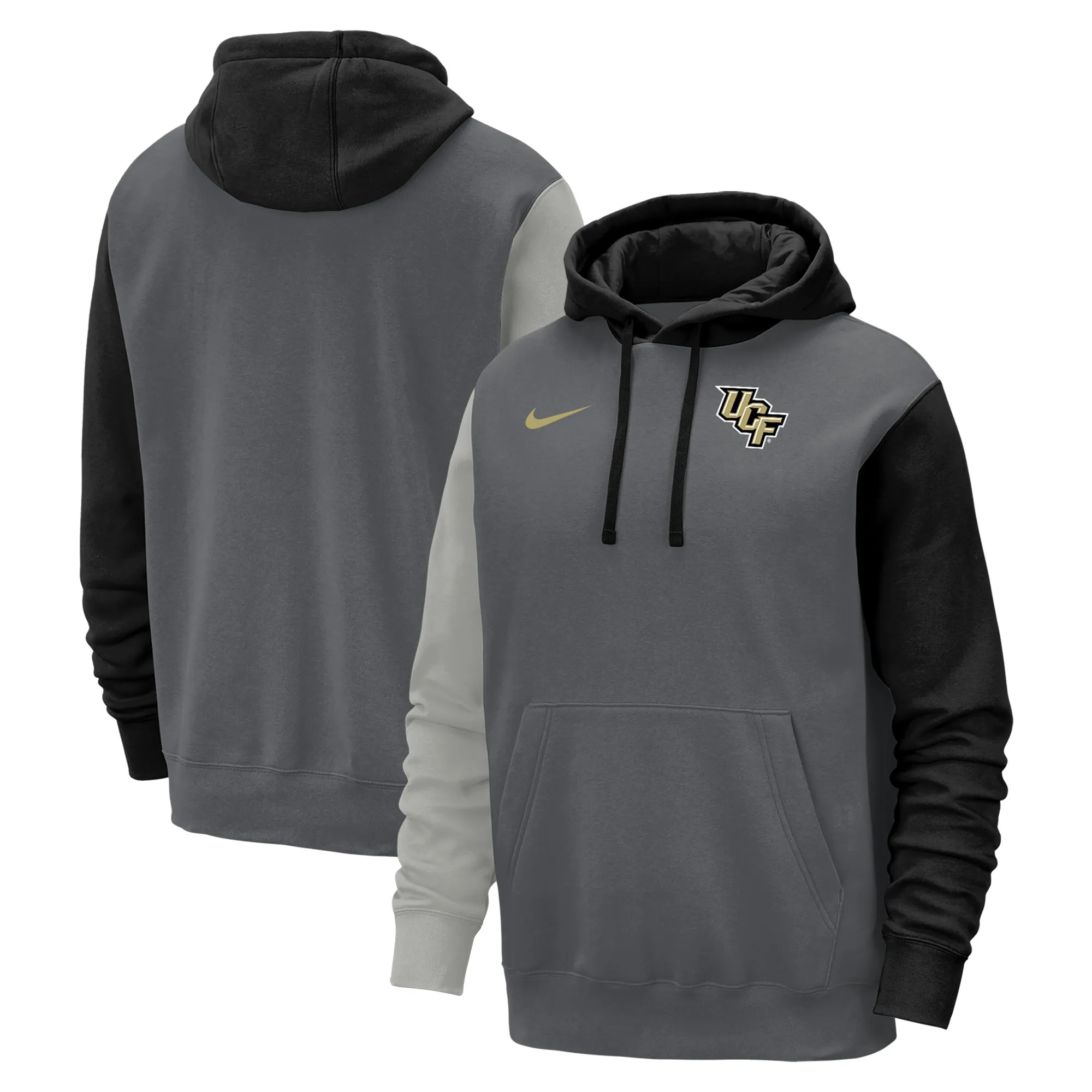 Nike UCF Knights Graphite Color Block Club Fleece Pullover Hoodie