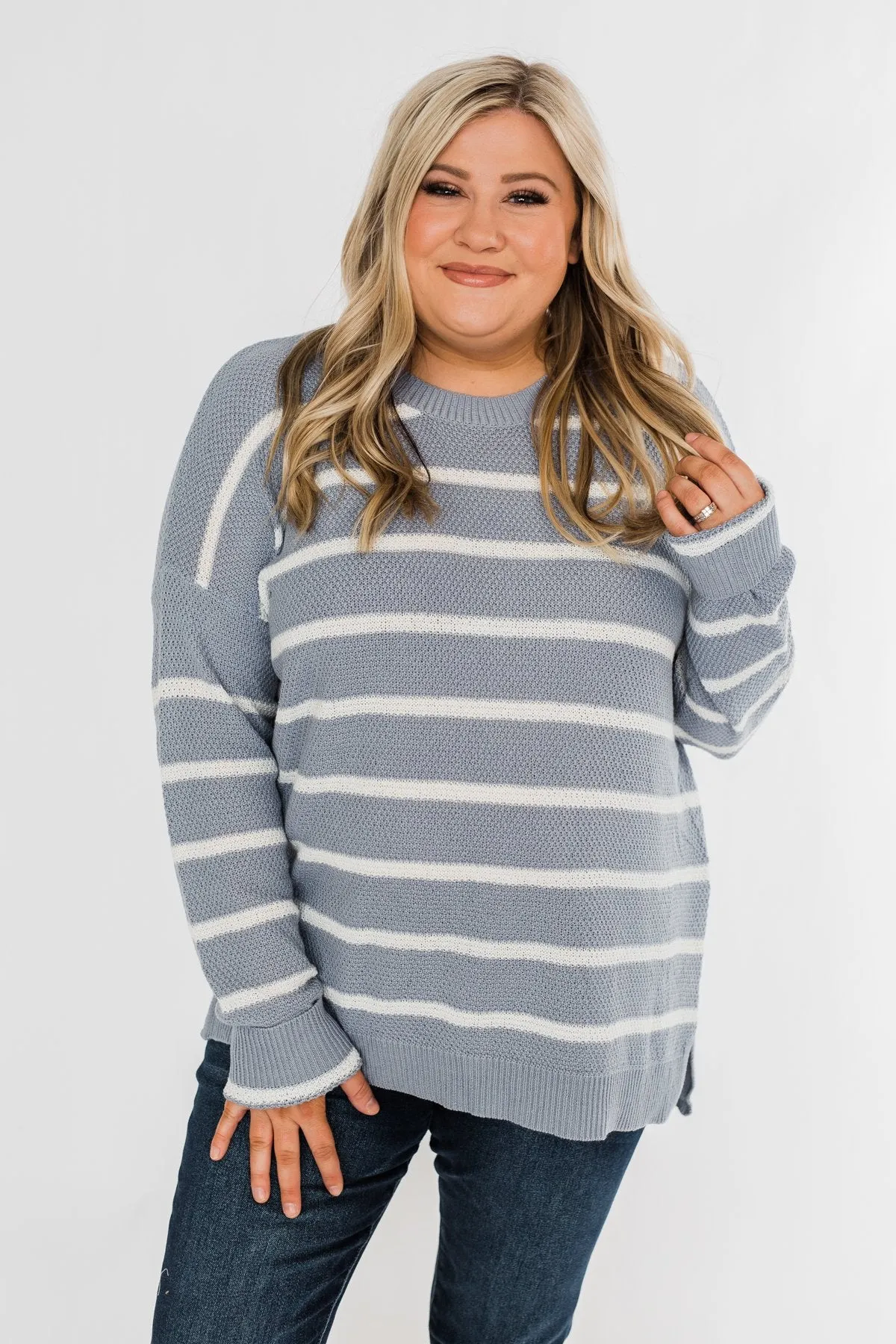 No Such Thing Striped Sweater- Periwinkle