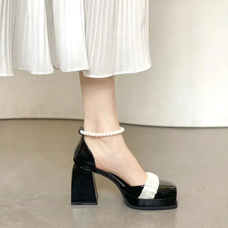 Pearl Square Toe Mary Jane Lolita Shoes