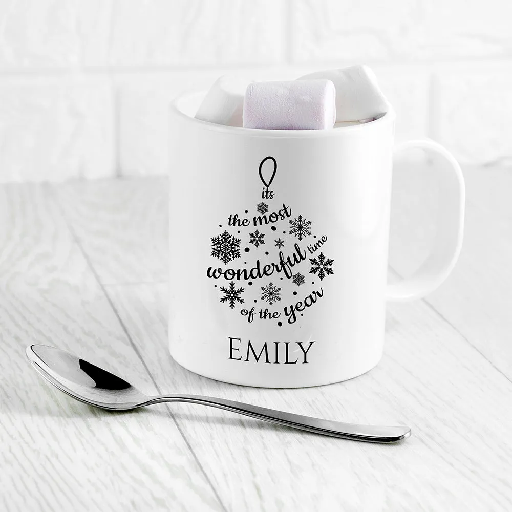 Personalised Christmas Bauble White Mug