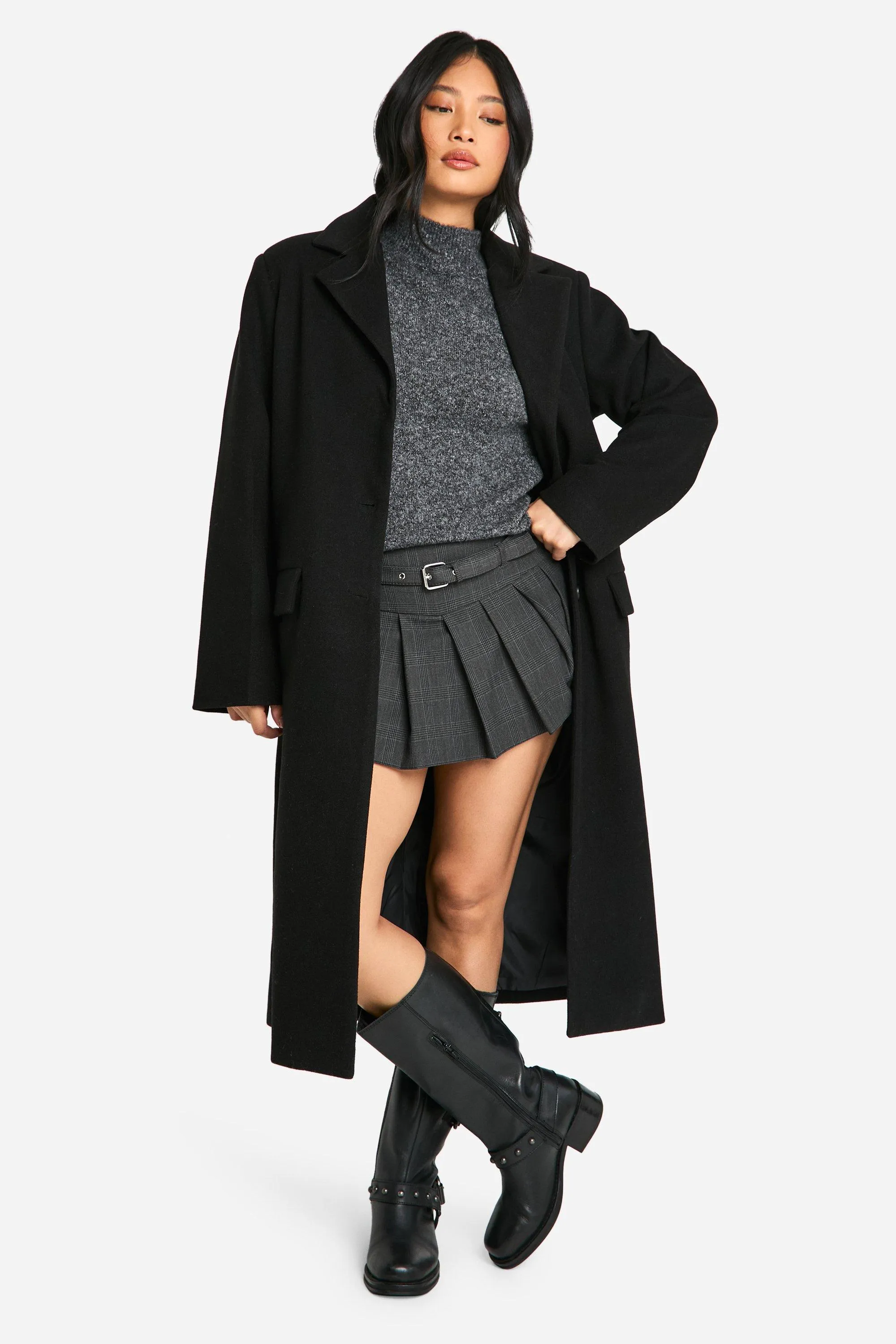 Petite Wool Look Longline Coat