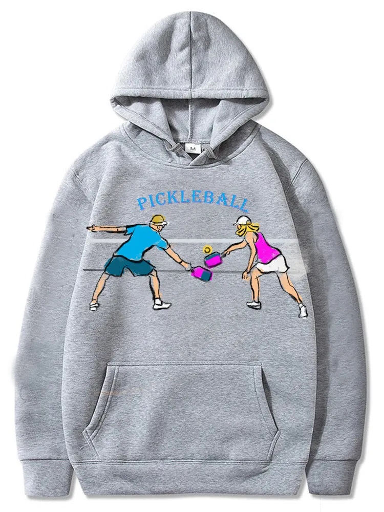 Pickleball Couple Player Graphic Hoody Sweatshirts Unisex Cold Weather Sport