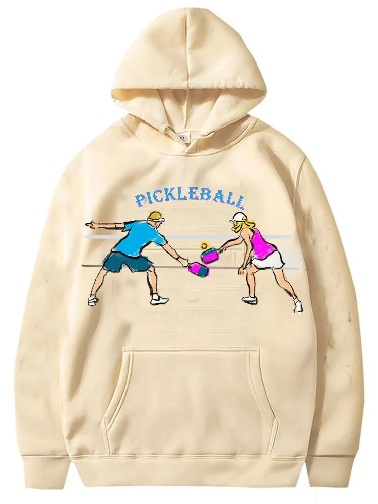 Pickleball Couple Player Graphic Hoody Sweatshirts Unisex Cold Weather Sport