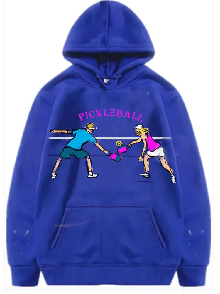 Pickleball Couple Player Graphic Hoody Sweatshirts Unisex Cold Weather Sport