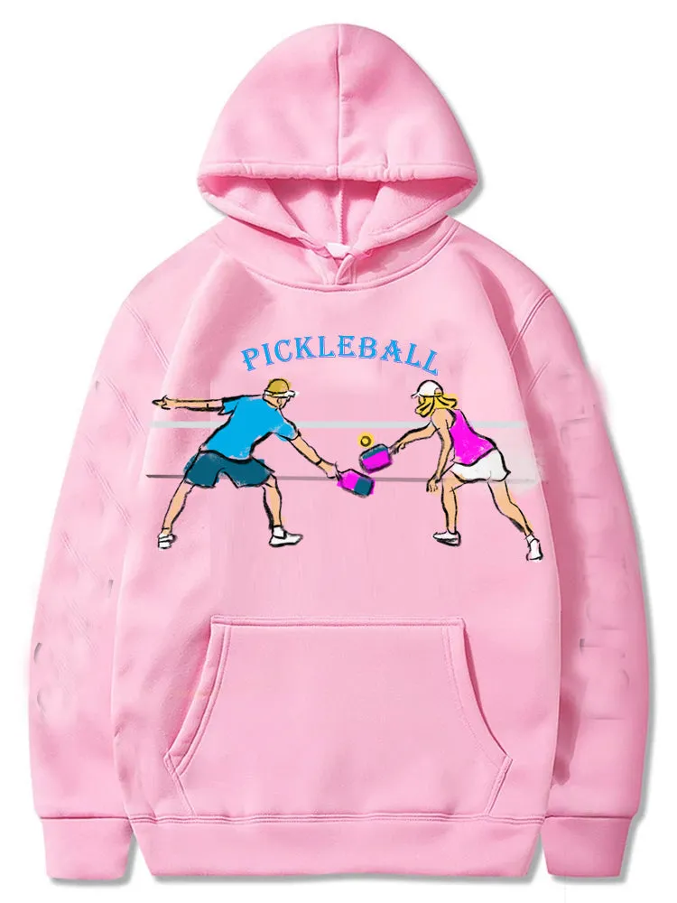 Pickleball Couple Player Graphic Hoody Sweatshirts Unisex Cold Weather Sport