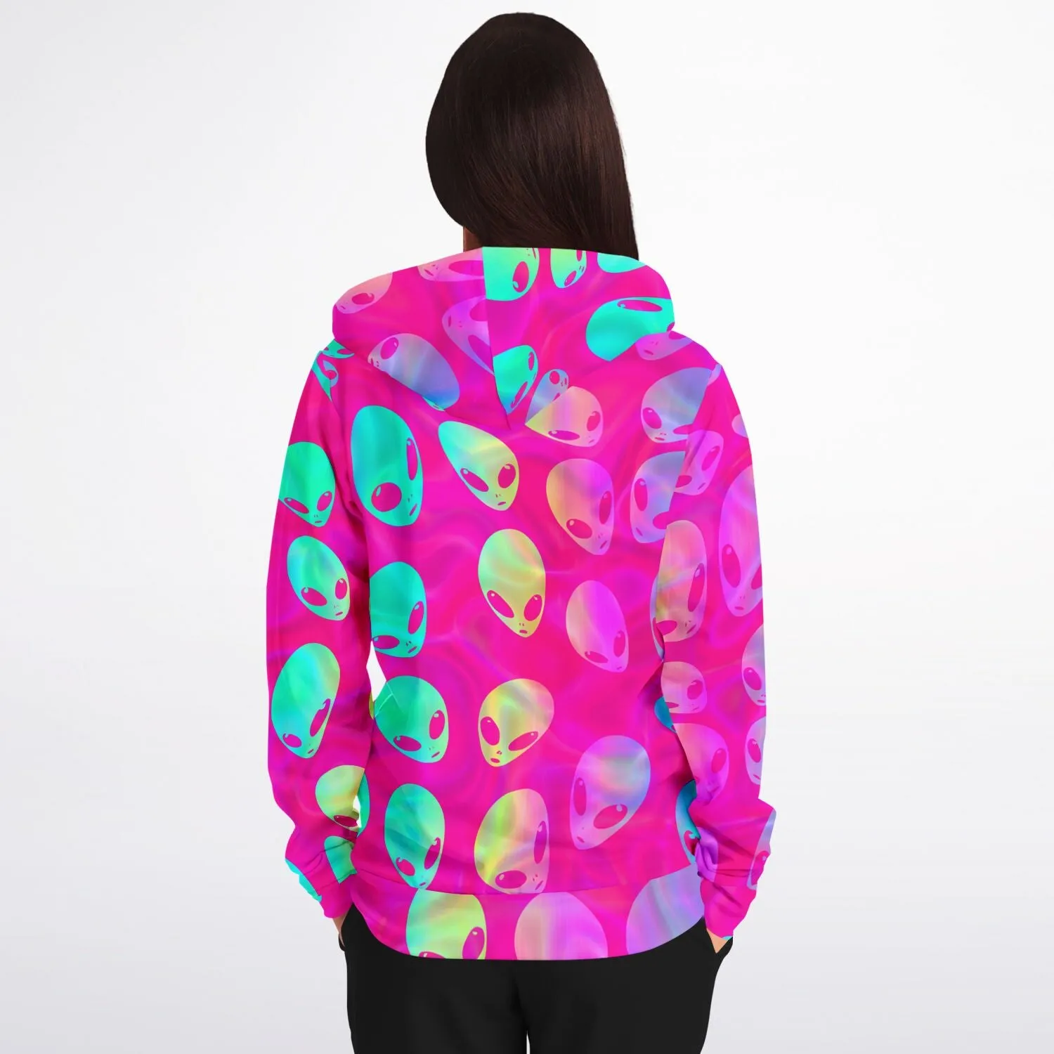 Pink Alien Vapor Glitch Zip-Up Hoodie