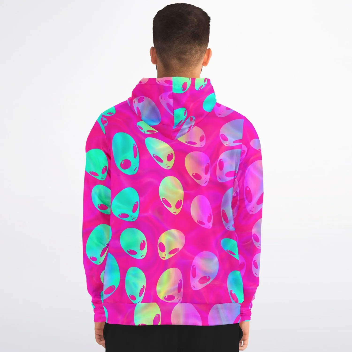 Pink Alien Vapor Glitch Zip-Up Hoodie