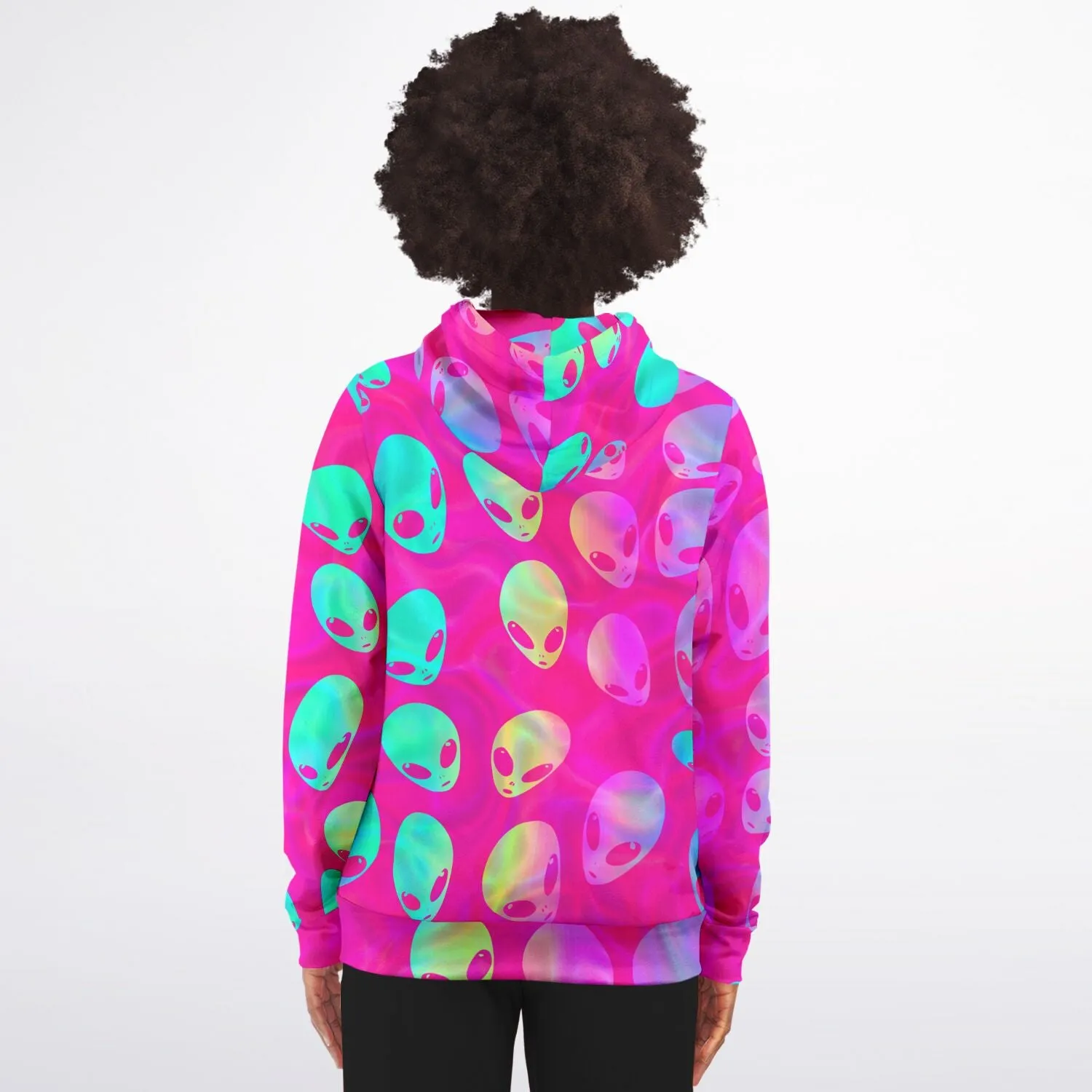 Pink Alien Vapor Glitch Zip-Up Hoodie