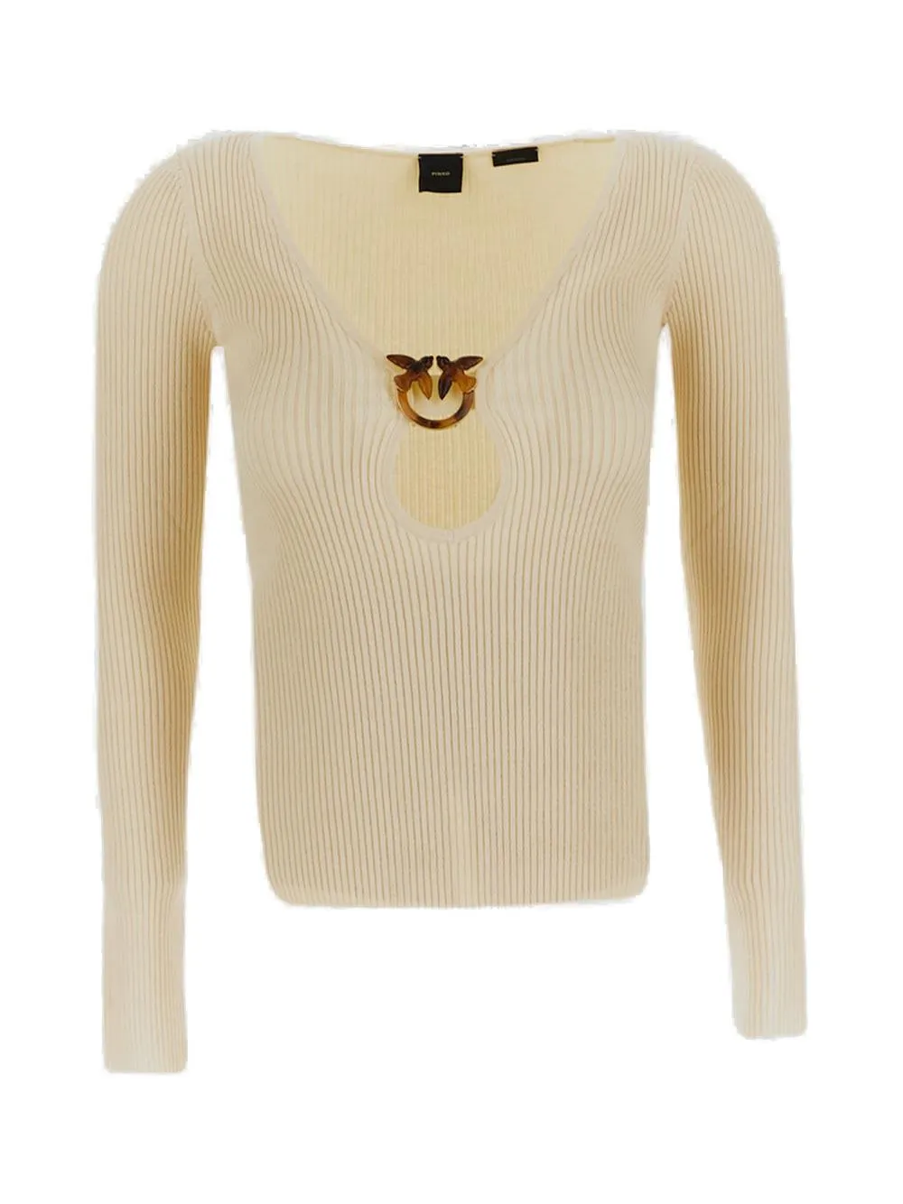 Pinko Logo Plaque Embellished Knitted Sweater