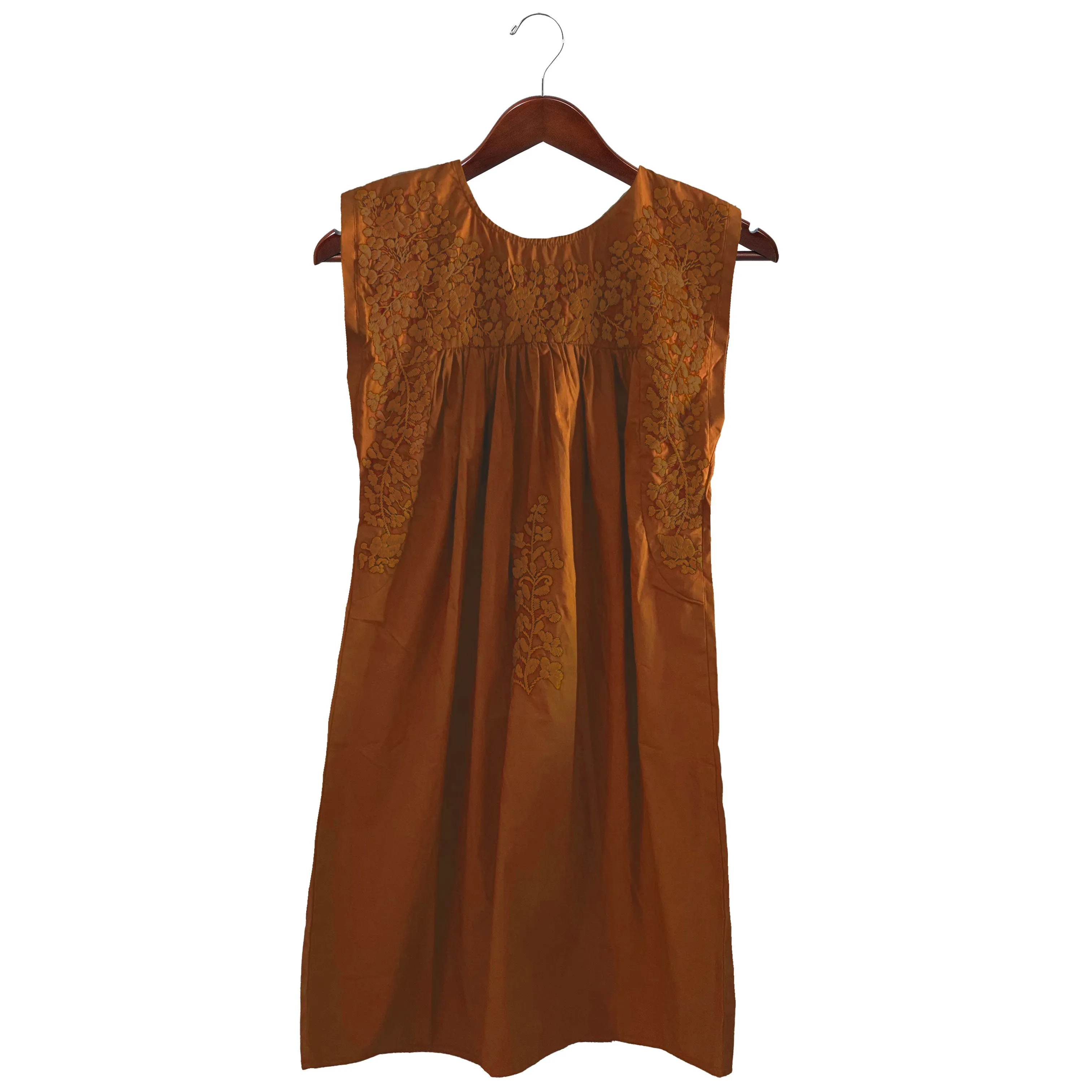 PRE-ORDER: Double Burnt Orange Sleeveless Dress with Pockets (late August ship date)