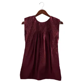 PRE-ORDER: Double Maroon Sleeveless Blouse (late August ship date)