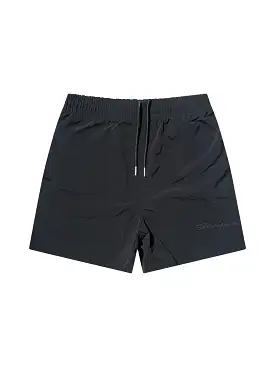 Prior Black Collection Embroidery Logo Nylon Shorts Onyx