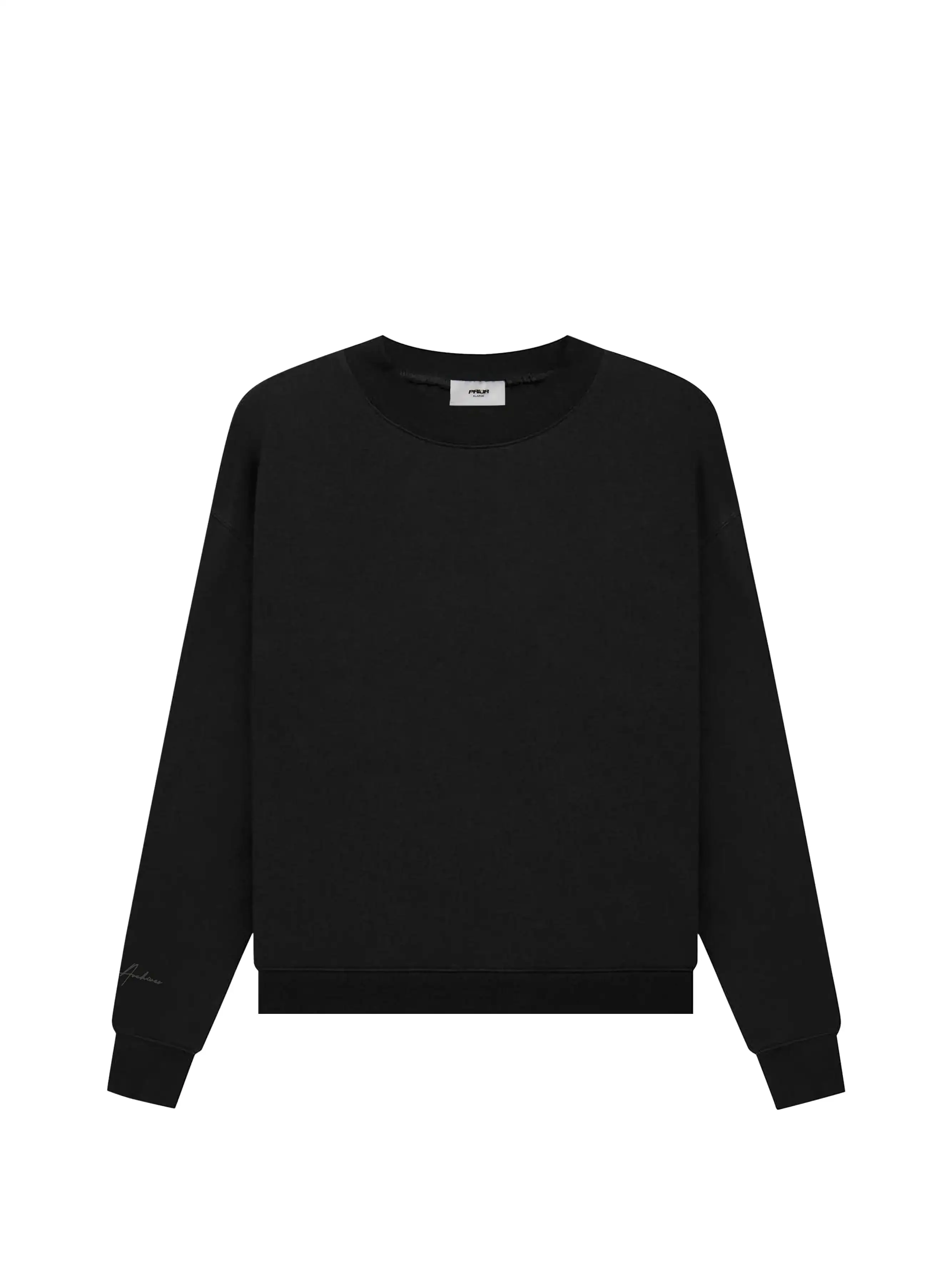 Prior Black Collection Embroidery Logo Oversized Crewneck Sweatshirt Onyx