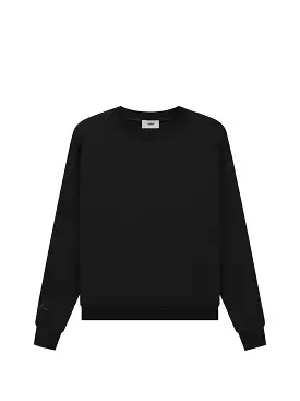 Prior Black Collection Embroidery Logo Oversized Crewneck Sweatshirt Onyx