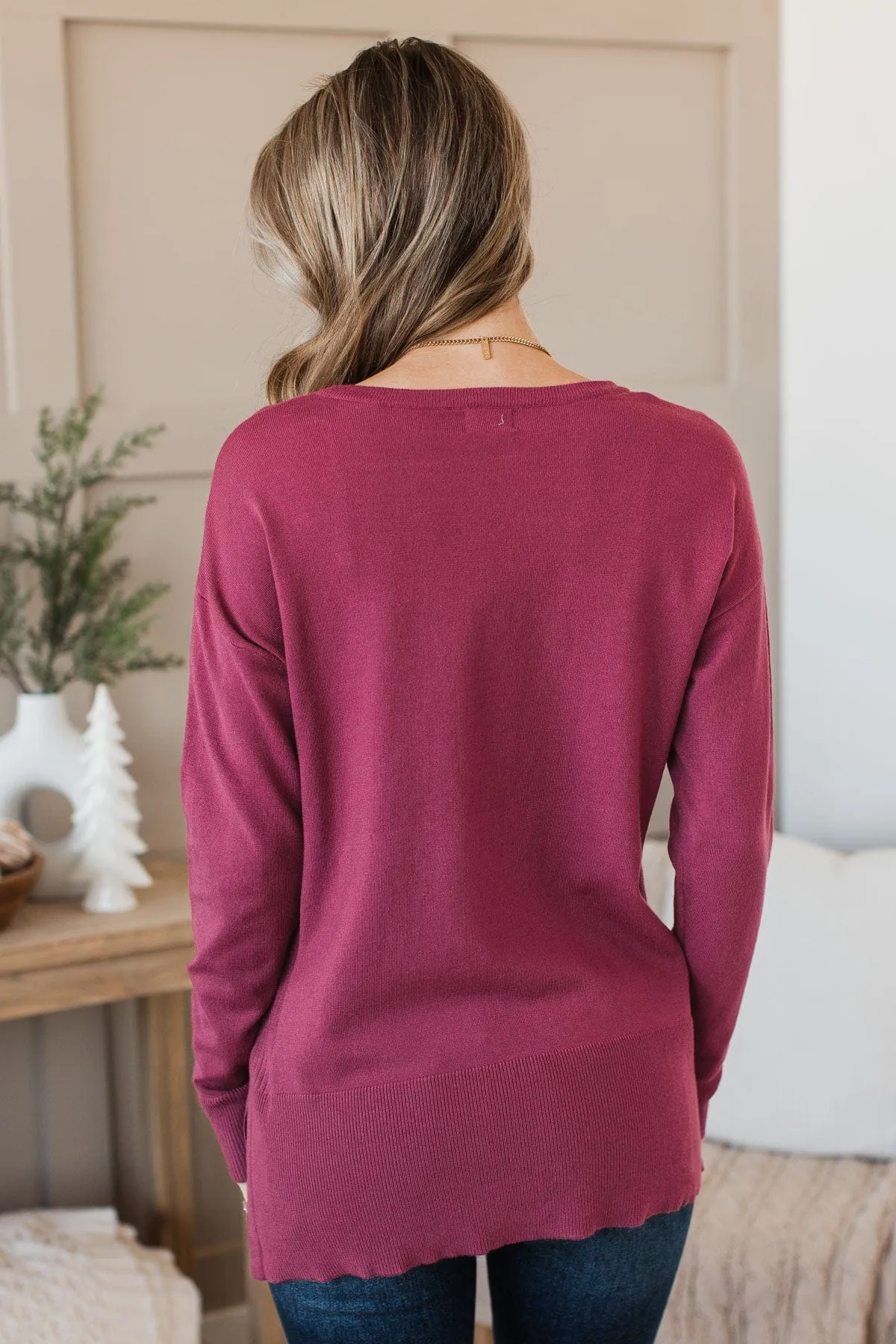 Ready For Anything Knit Sweater- Berry