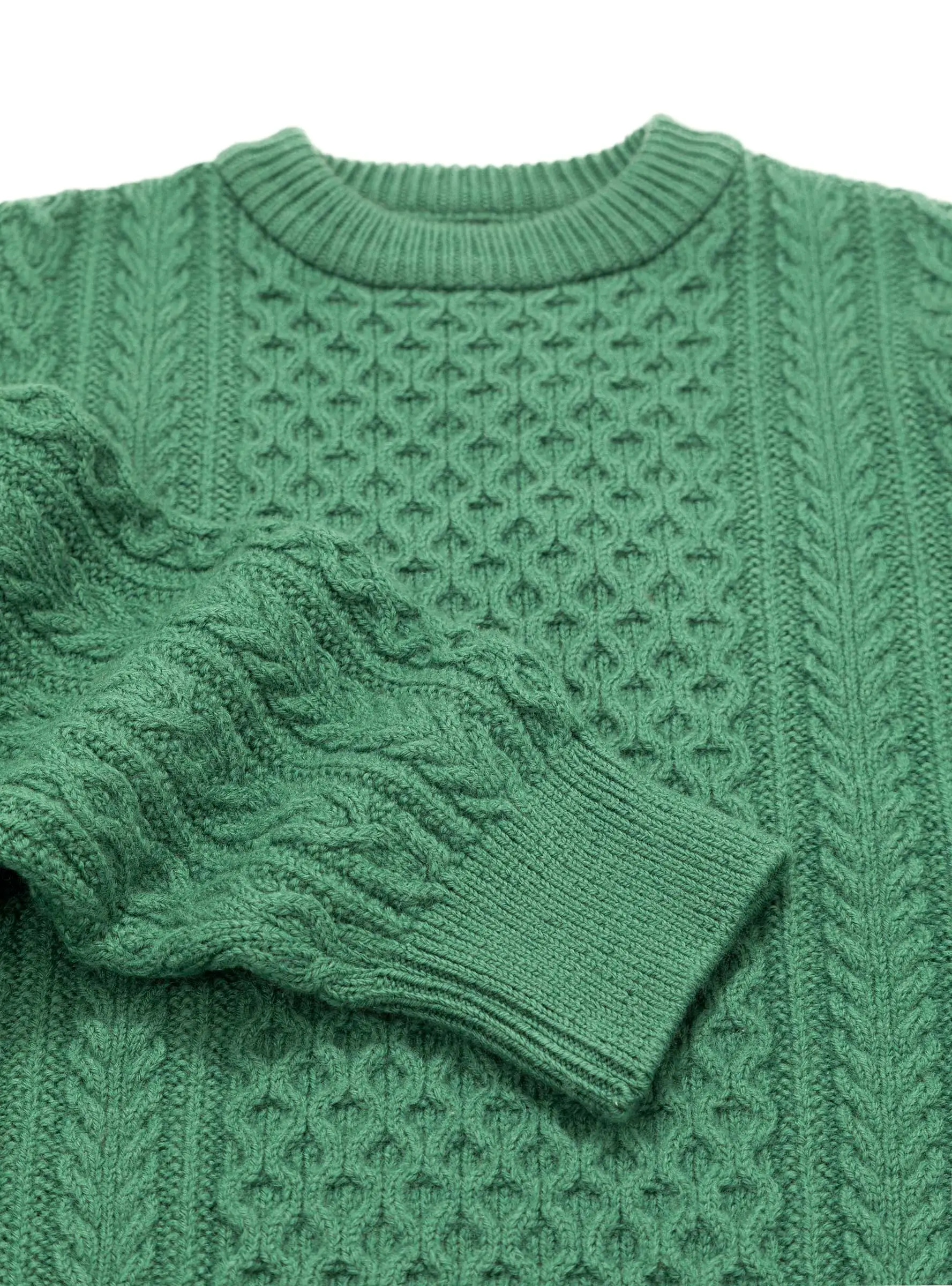 Reborn Wool Aran Sweater Green