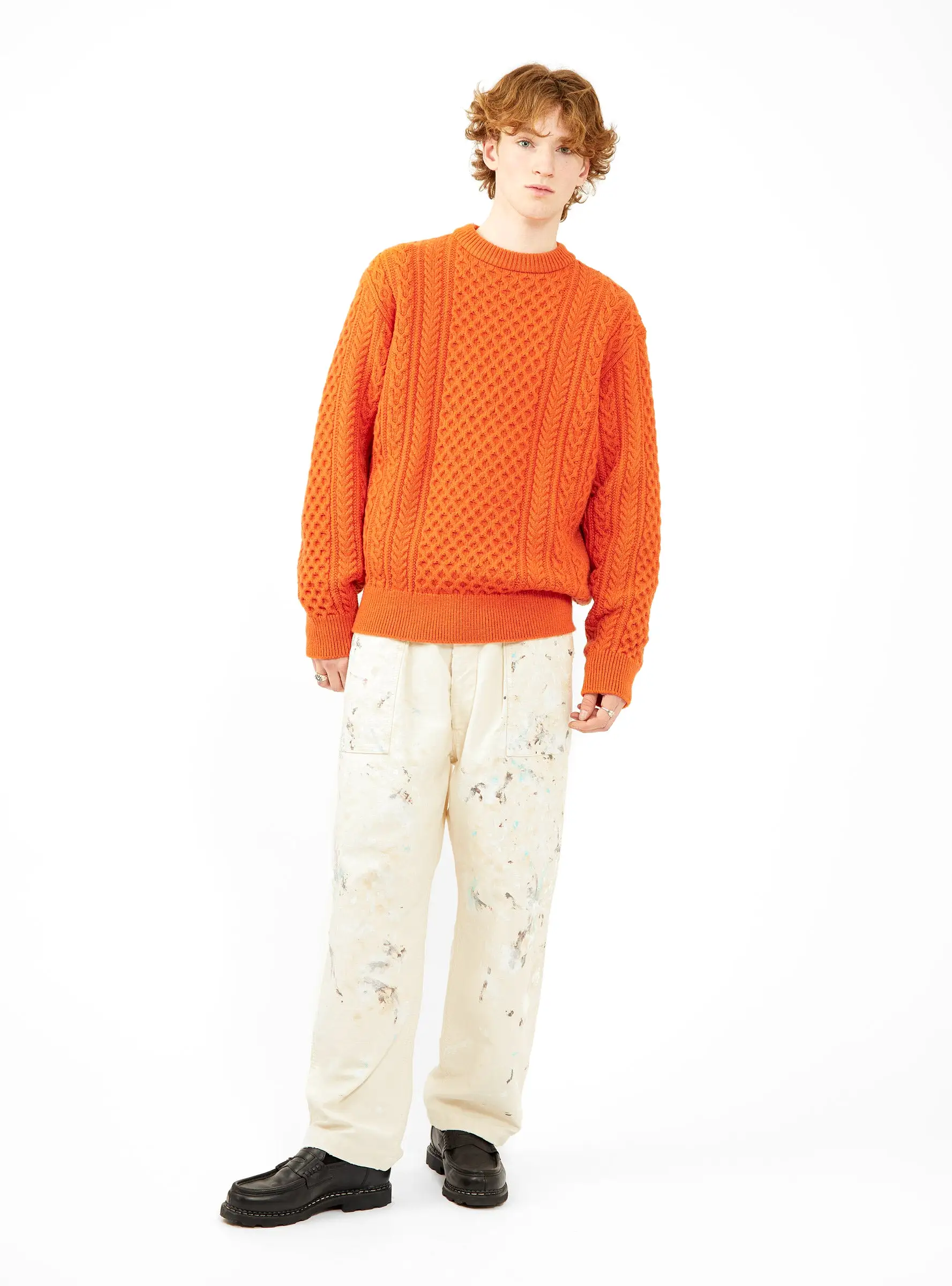 Reborn Wool Aran Sweater Orange