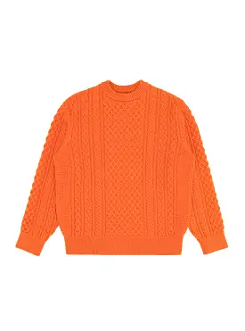 Reborn Wool Aran Sweater Orange