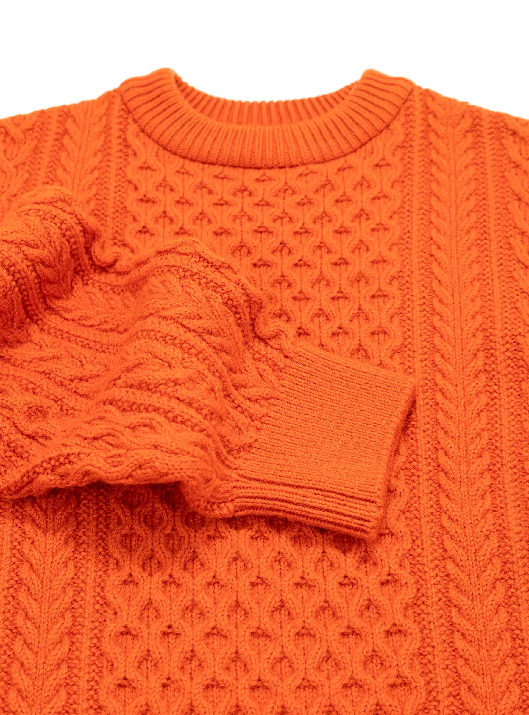 Reborn Wool Aran Sweater Orange