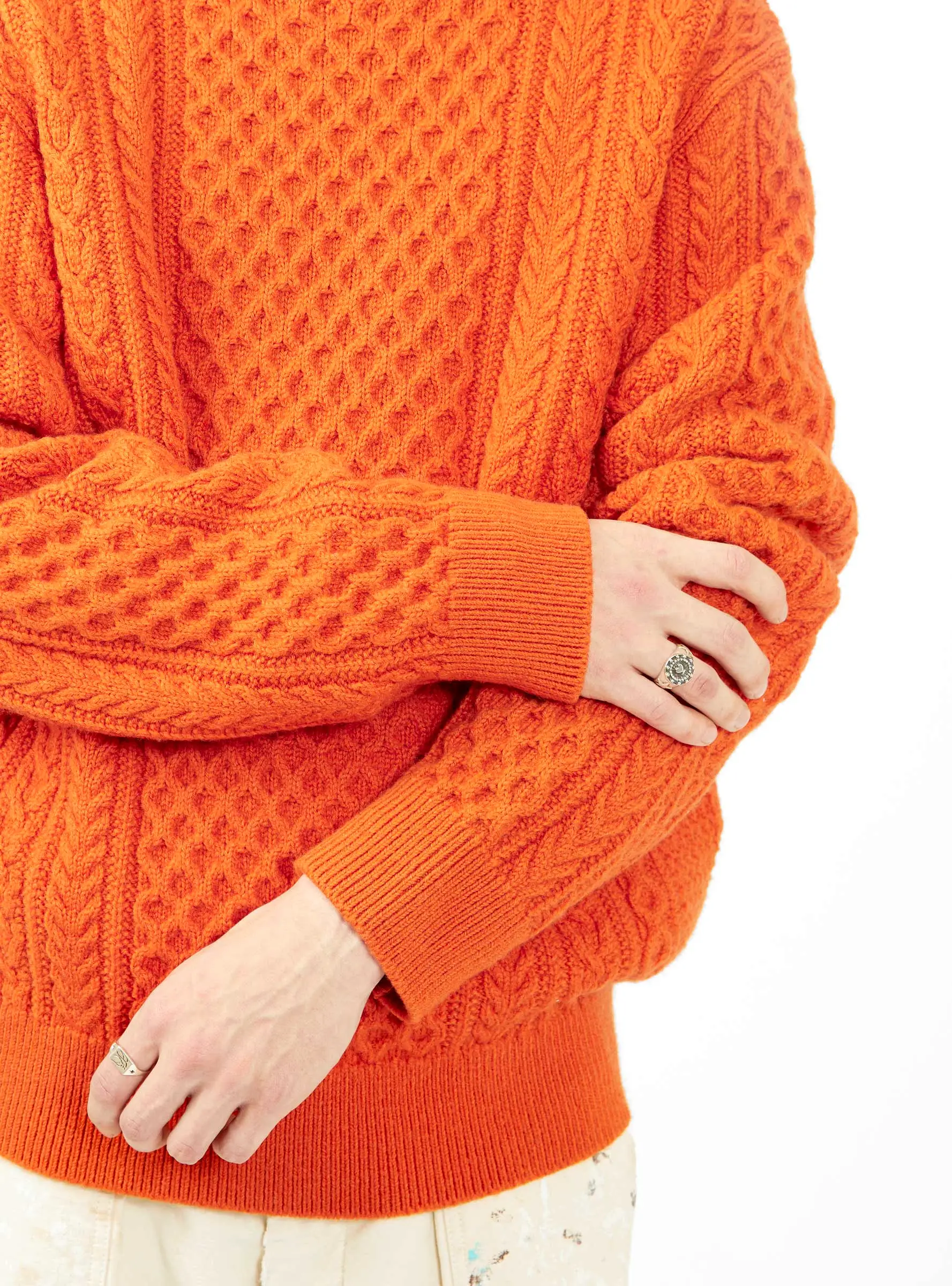 Reborn Wool Aran Sweater Orange