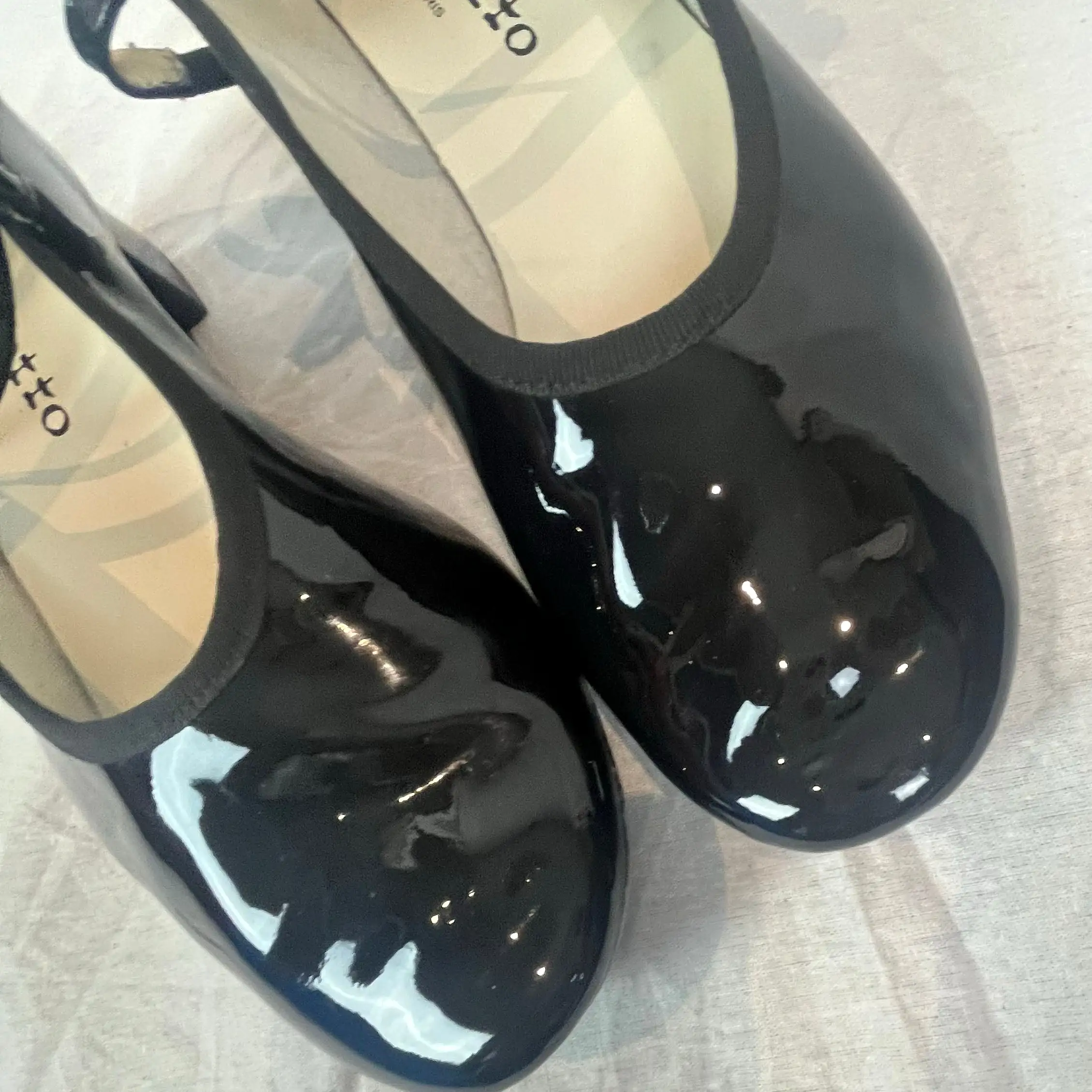 Repetto 310 Black Patent Elly Babies Maryjane Heels 38