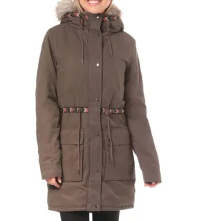 RIP CURL Montauk chaqueta de invierno para mujer parka cálida con capucha y pelo extraíble GJKCM4 8535 marrón