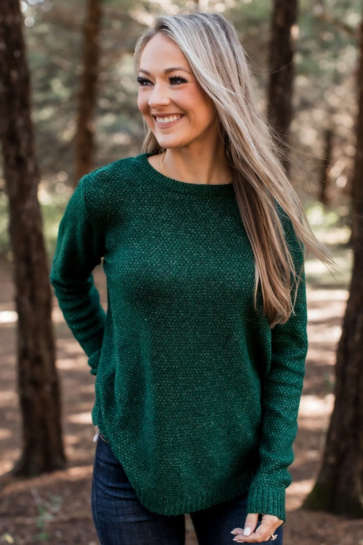 Runway Beauty Knit Sweater- Forest Green