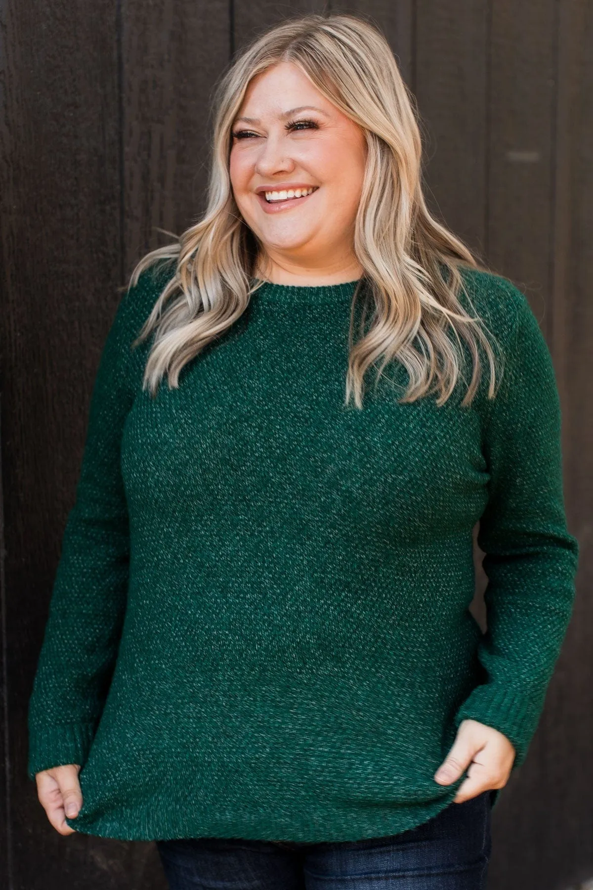 Runway Beauty Knit Sweater- Forest Green