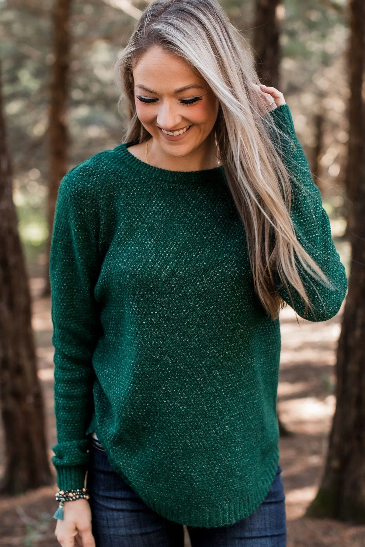 Runway Beauty Knit Sweater- Forest Green