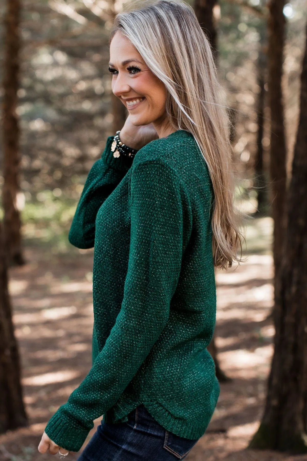 Runway Beauty Knit Sweater- Forest Green