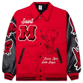 Saint Michael Devil Varsity Jacket - Red